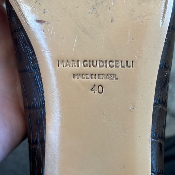 Mari Giudicelli Croc-Embossed Leather Block Heels with Wooden Heel - Size 40 - Picture 11 of 11
